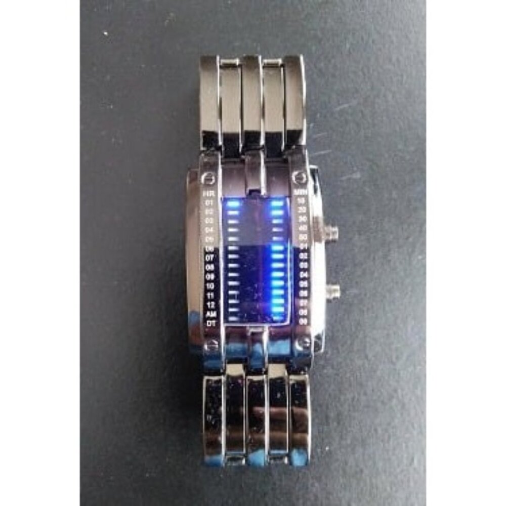 New Creative Mens Binary Matrix Blue LED Digital Watch Fashion Classic Black